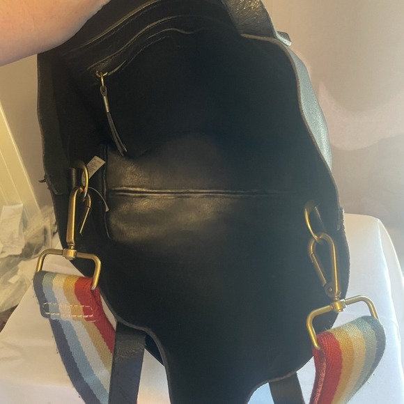 Madewell Medium Transport Leather Tote Black Bag Purse Shoulder Crossbody Color - Picture 8 of 15